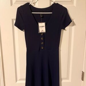 Forever 21 Navy Button-Down Mini Dress